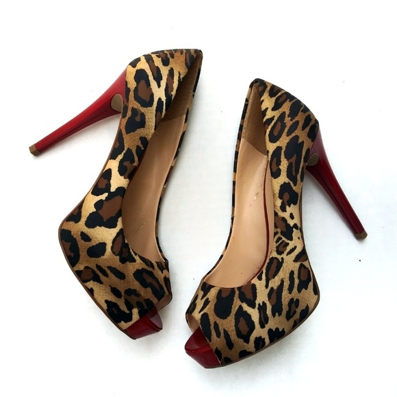 Guess Shoes - Guess | Red + Leopard Peep Toe Heel